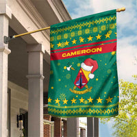 Cameroon Christmas Garden Flag with Green Red Pattern Coat of Arms Santa Hat and Stars Motif - Wonder Print Shop