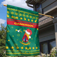Cameroon Christmas Garden Flag with Green Red Pattern Coat of Arms Santa Hat and Stars Motif - Wonder Print Shop