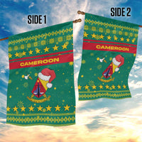 Cameroon Christmas Garden Flag with Green Red Pattern Coat of Arms Santa Hat and Stars Motif - Wonder Print Shop