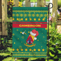Cameroon Christmas Garden Flag with Green Red Pattern Coat of Arms Santa Hat and Stars Motif - Wonder Print Shop