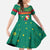 Cameroon Christmas Kid Short Sleeve Dress with Green Red Pattern Coat of Arms Santa Hat and Stars Motif - Wonder Print Shop