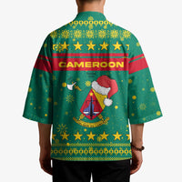 Cameroon Christmas Kimono with Green Red Pattern Coat of Arms Santa Hat and Stars Motif - Wonder Print Shop
