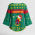 Cameroon Christmas Kimono Sleeve Blouse with Green Red Pattern Coat of Arms Santa Hat and Stars Motif - Wonder Print Shop