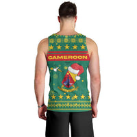 Cameroon Christmas Men Tank Top with Green Red Pattern Coat of Arms Santa Hat and Stars Motif - Wonder Print Shop