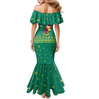 Cameroon Christmas Mermaid Dress with Green Red Pattern Coat of Arms Santa Hat and Stars Motif - Wonder Print Shop
