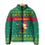 Cameroon Christmas Padded Jacket with Green Red Pattern Coat of Arms Santa Hat and Stars Motif - Wonder Print Shop