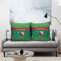Cameroon Christmas Pillow Cover with Green Red Pattern Coat of Arms Santa Hat and Stars Motif - Wonder Print Shop