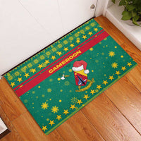 Cameroon Christmas Rubber Doormat with Green Red Pattern Coat of Arms Santa Hat and Stars Motif - Wonder Print Shop