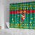 Cameroon Christmas Shower Curtain with Green Red Pattern Coat of Arms Santa Hat and Stars Motif - Wonder Print Shop