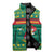 Cameroon Christmas Sleeveless Puffer Jacket with Green Red Pattern Coat of Arms Santa Hat and Stars Motif - Wonder Print Shop