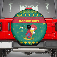 Cameroon Christmas Spare Tire Cover with Green Red Pattern Coat of Arms Santa Hat and Stars Motif - Wonder Print Shop