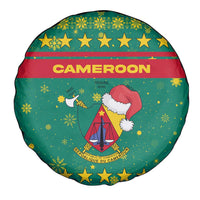 Cameroon Christmas Spare Tire Cover with Green Red Pattern Coat of Arms Santa Hat and Stars Motif - Wonder Print Shop