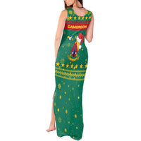Cameroon Christmas Tank Maxi Dress with Green Red Pattern Coat of Arms Santa Hat and Stars Motif - Wonder Print Shop