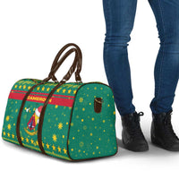 Cameroon Christmas Travel Bag with Green Red Pattern Coat of Arms Santa Hat and Stars Motif - Wonder Print Shop