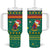 Cameroon Christmas Tumbler With Handle with Green Red Pattern Coat of Arms Santa Hat and Stars Motif - Wonder Print Shop