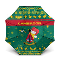 Cameroon Christmas Umbrella with Green Red Pattern Coat of Arms Santa Hat and Stars Motif - Wonder Print Shop