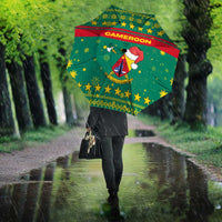 Cameroon Christmas Umbrella with Green Red Pattern Coat of Arms Santa Hat and Stars Motif - Wonder Print Shop