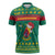 Cameroon Christmas Zipper Polo Shirt with Green Red Pattern Coat of Arms Santa Hat and Stars Motif - Wonder Print Shop