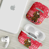 Cameroon Christmas AirPods Case with Red Snowflake Pattern Traditional Santa and Map Motif - Wonder Print Shop
