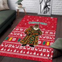 Cameroon Christmas Area Rug with Red Snowflake Pattern Traditional Santa and Map Motif - Wonder Print Shop