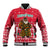 Cameroon Christmas Baseball Jacket with Red Snowflake Pattern Traditional Santa and Map Motif - Wonder Print Shop