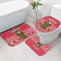 Cameroon Christmas Bathroom Set with Red Snowflake Pattern Traditional Santa and Map Motif - Wonder Print Shop
