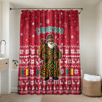Cameroon Christmas Bathroom Set with Red Snowflake Pattern Traditional Santa and Map Motif - Wonder Print Shop