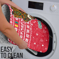 Cameroon Christmas Bathroom Set with Red Snowflake Pattern Traditional Santa and Map Motif - Wonder Print Shop