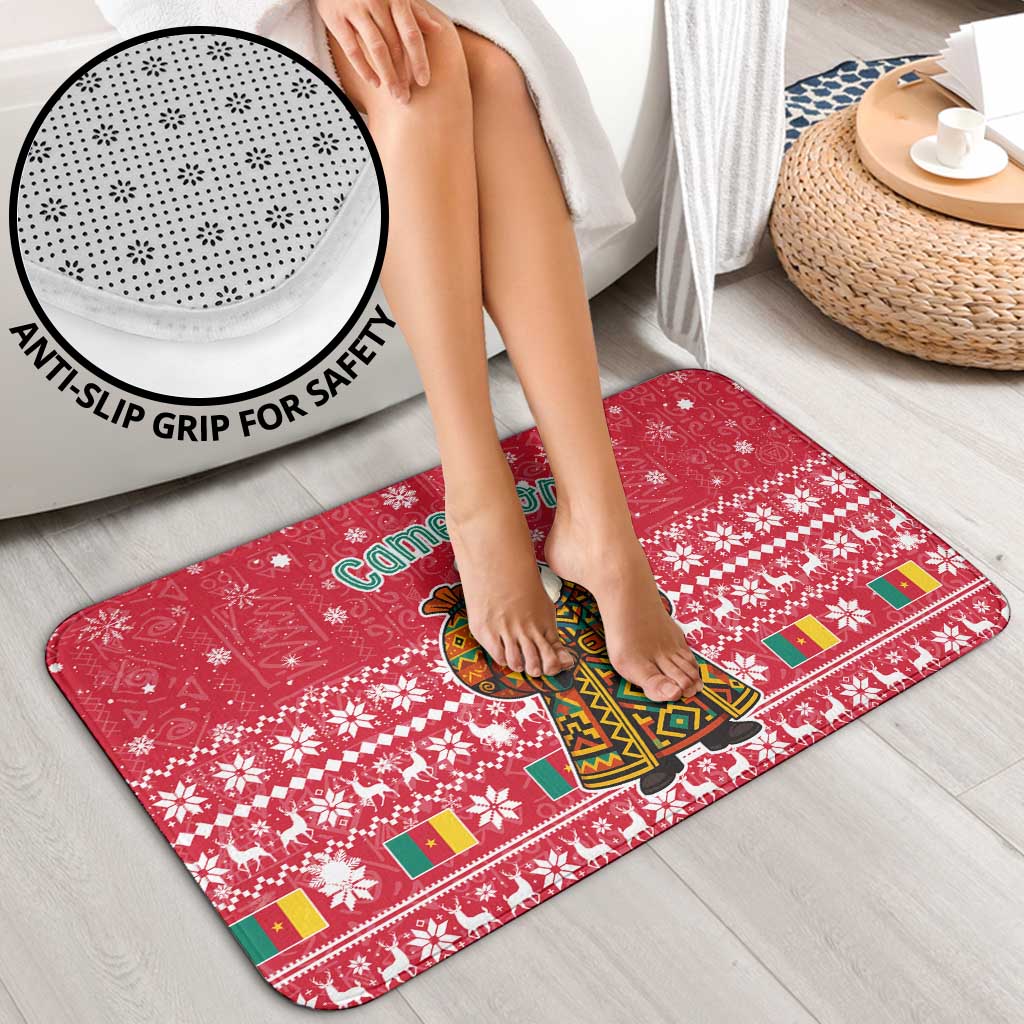 Cameroon Christmas Bathroom Set with Red Snowflake Pattern Traditional Santa and Map Motif - Wonder Print Shop