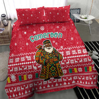Cameroon Christmas Bedding Set with Red Snowflake Pattern Traditional Santa and Map Motif - Wonder Print Shop