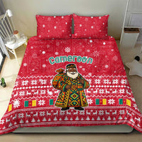 Cameroon Christmas Bedding Set with Red Snowflake Pattern Traditional Santa and Map Motif - Wonder Print Shop