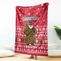 Cameroon Christmas Blanket with Red Snowflake Pattern Traditional Santa and Map Motif - Wonder Print Shop