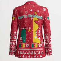 Cameroon Christmas Blazer with Red Snowflake Pattern Traditional Santa and Map Motif - Wonder Print Shop