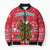 Cameroon Christmas Bomber Puffer Jacket with Red Snowflake Pattern Traditional Santa and Map Motif - Wonder Print Shop