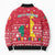 Cameroon Christmas Bomber Puffer Jacket with Red Snowflake Pattern Traditional Santa and Map Motif - Wonder Print Shop