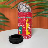 Cameroon Christmas 4 in 1 Can Cooler Tumbler with Red Snowflake Pattern Traditional Santa and Map Motif - Wonder Print Shop