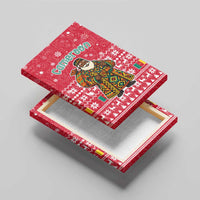 Cameroon Christmas Canvas Wall Art with Red Snowflake Pattern Traditional Santa and Map Motif - Wonder Print Shop