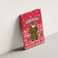 Cameroon Christmas Canvas Wall Art with Red Snowflake Pattern Traditional Santa and Map Motif - Wonder Print Shop