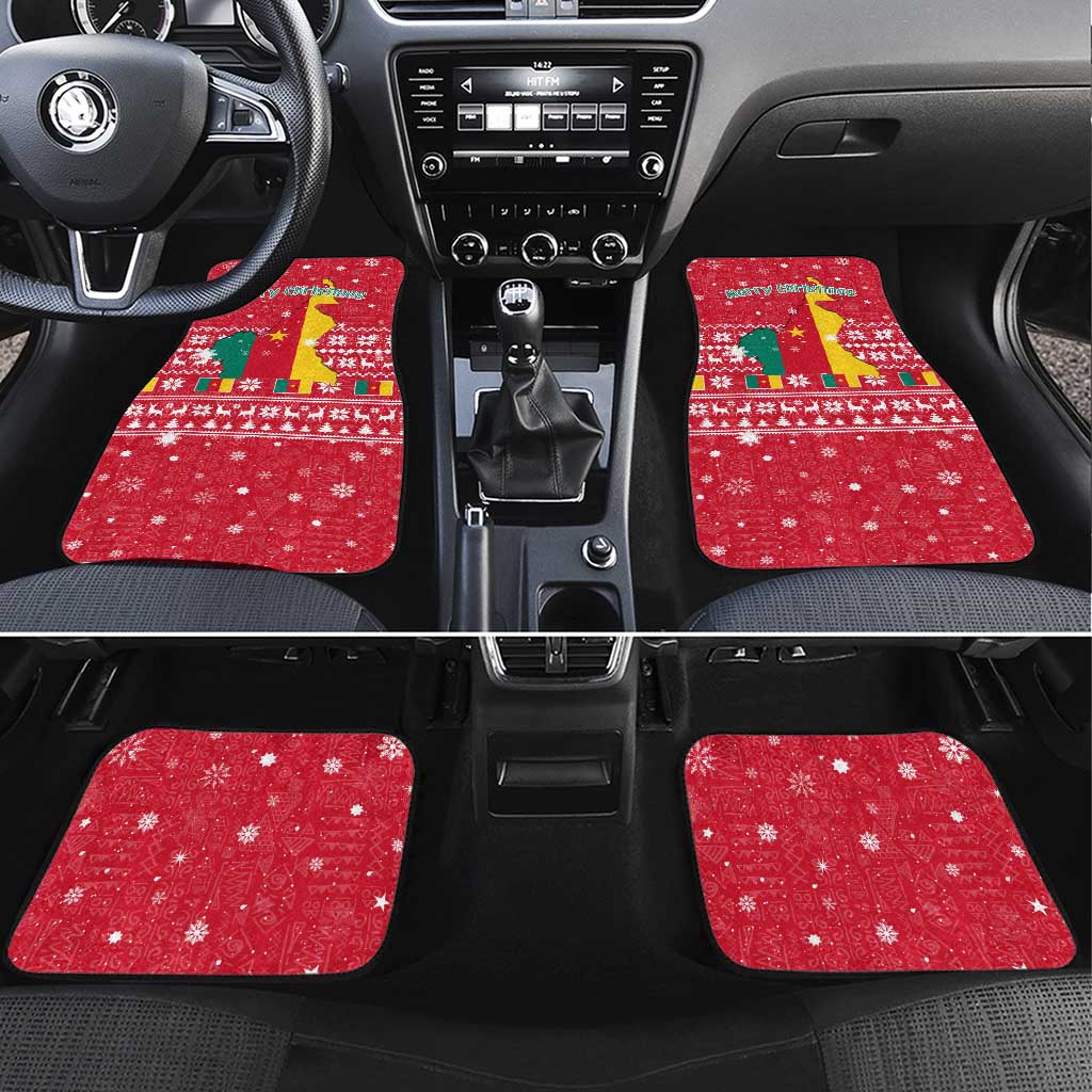 Cameroon Christmas Car Mats with Red Snowflake Pattern Traditional Santa and Map Motif - Wonder Print Shop