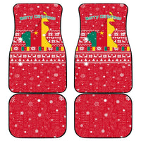 Cameroon Christmas Car Mats with Red Snowflake Pattern Traditional Santa and Map Motif - Wonder Print Shop