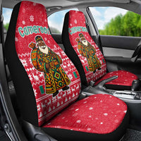 Cameroon Christmas Car Seat Cover with Red Snowflake Pattern Traditional Santa and Map Motif - Wonder Print Shop