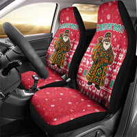 Cameroon Christmas Car Seat Cover with Red Snowflake Pattern Traditional Santa and Map Motif - Wonder Print Shop