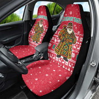 Cameroon Christmas Car Seat Cover with Red Snowflake Pattern Traditional Santa and Map Motif - Wonder Print Shop
