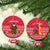 Cameroon Christmas Ceramic Ornament with Red Snowflake Pattern Traditional Santa and Map Motif - Wonder Print Shop