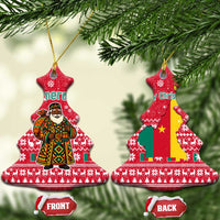 Cameroon Christmas Ceramic Ornament with Red Snowflake Pattern Traditional Santa and Map Motif - Wonder Print Shop