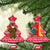 Cameroon Christmas Ceramic Ornament with Red Snowflake Pattern Traditional Santa and Map Motif - Wonder Print Shop