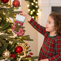 Cameroon Christmas Stocking with Red Snowflake Pattern Traditional Santa and Map Motif - Wonder Print Shop