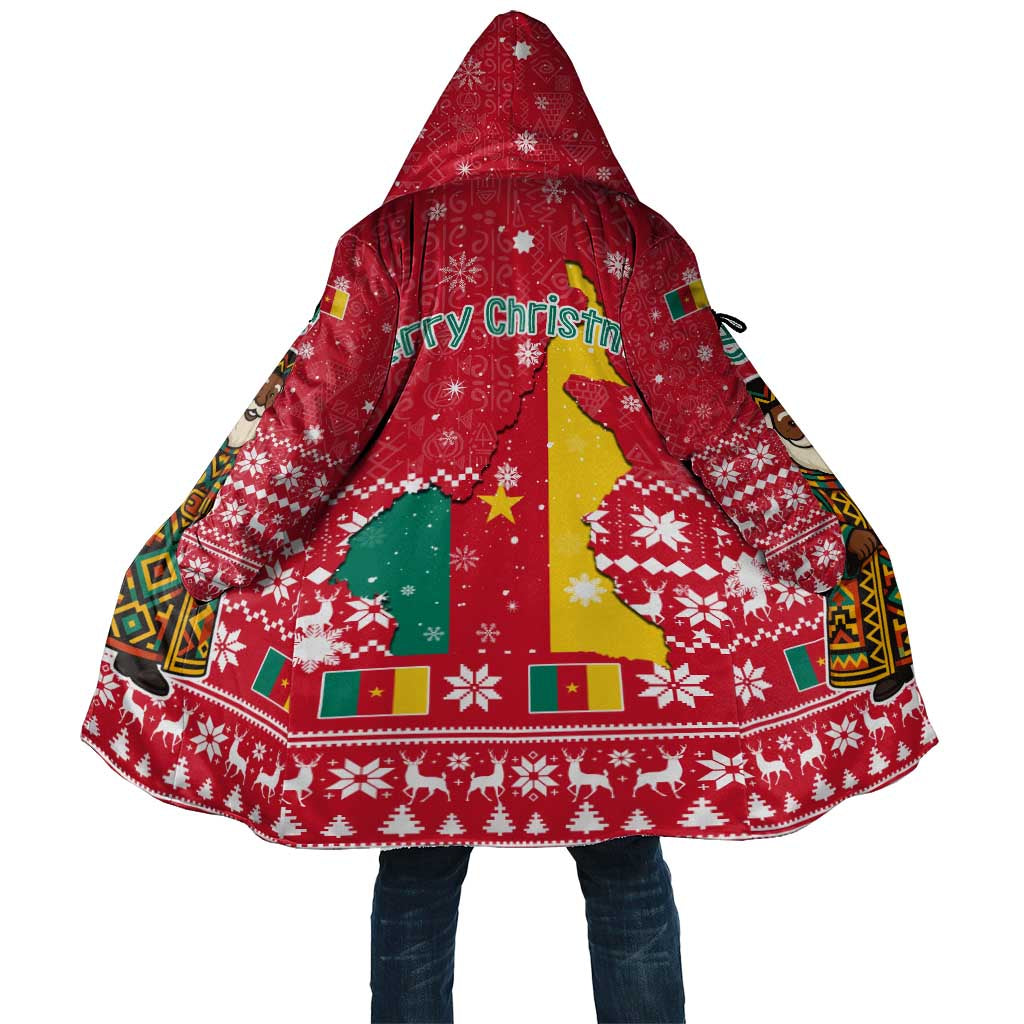 Cameroon Christmas Cloak with Red Snowflake Pattern Traditional Santa and Map Motif - Wonder Print Shop