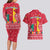 Cameroon Christmas Couples Matching Long Sleeve Bodycon Dress and Hawaiian Shirt with Red Snowflake Pattern Traditional Santa and Map Motif - Wonder Print Shop