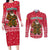 Cameroon Christmas Couples Matching Long Sleeve Bodycon Dress and Long Sleeve Button Shirt with Red Snowflake Pattern Traditional Santa and Map Motif - Wonder Print Shop
